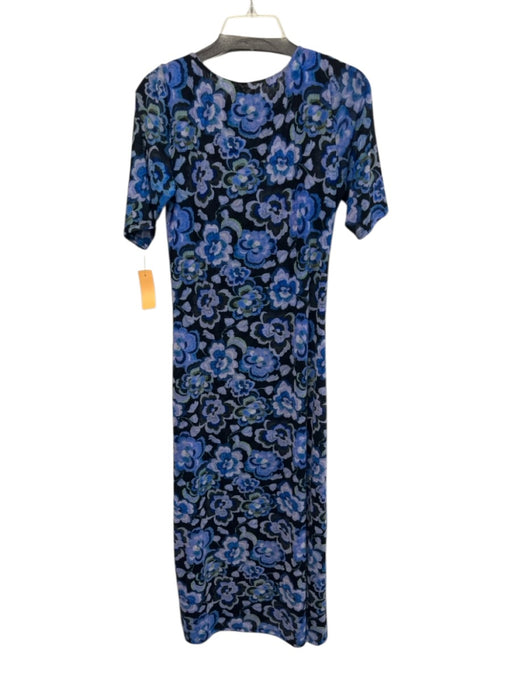 Johnny Was Jade Size M Blue, Black, Green Nylon & Spandex Mesh Midi Dress Blue, Black, Green / M