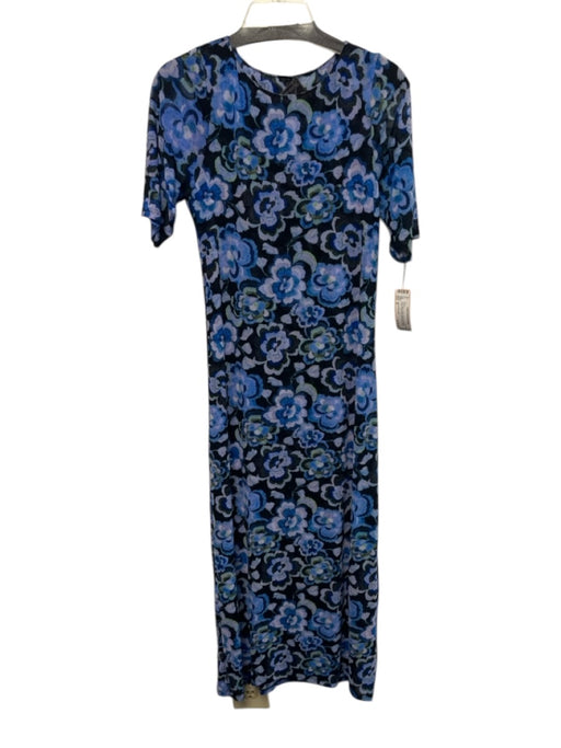 Johnny Was Jade Size M Blue, Black, Green Nylon & Spandex Mesh Midi Dress Blue, Black, Green / M