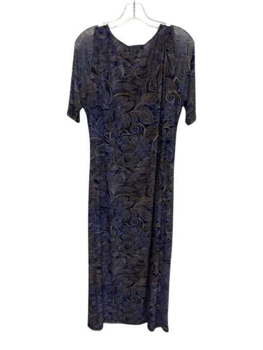 Johnny Was Jade Size M navy blue, yellow, white Nylon & Spandex Mesh Midi Dress navy blue, yellow, white / M