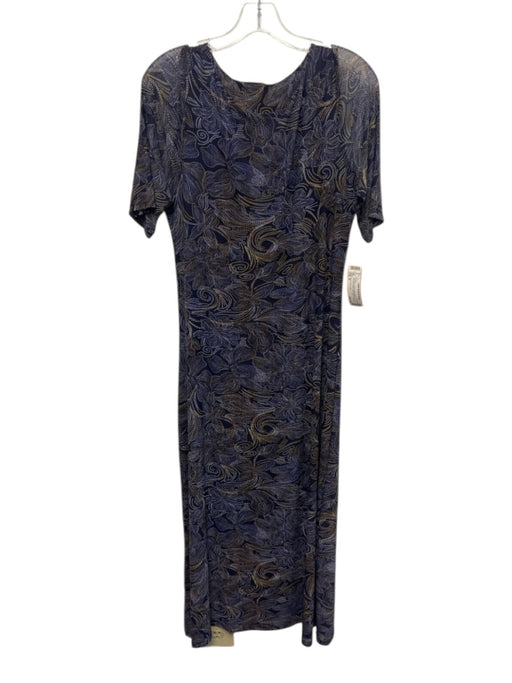 Johnny Was Jade Size M navy blue, yellow, white Nylon & Spandex Mesh Midi Dress navy blue, yellow, white / M