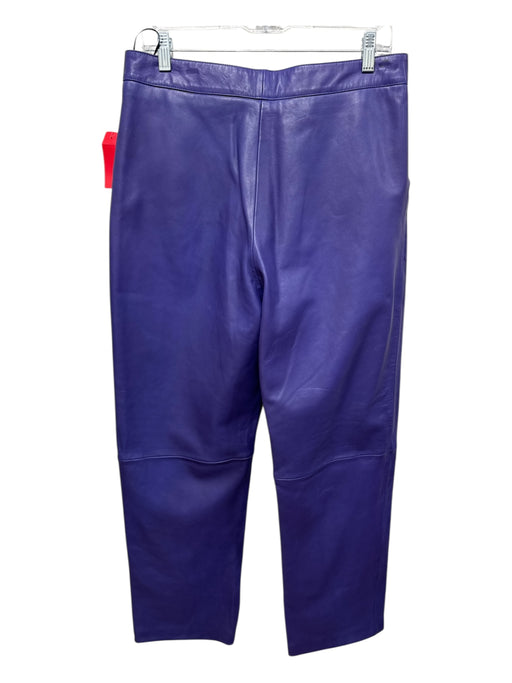 MNG Size 10 Purple Lamb leather Mid Rise Straight Leg Pants Purple / 10