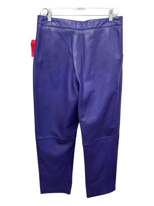 MNG Size 10 Purple Lamb leather Mid Rise Straight Leg Pants Purple / 10