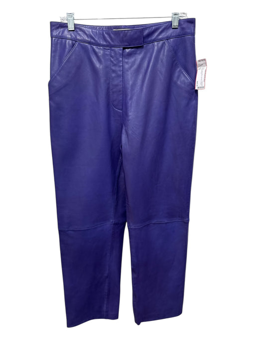 MNG Size 10 Purple Lamb leather Mid Rise Straight Leg Pants Purple / 10