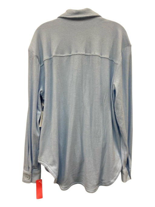 Good American Size 1/2 Light Blue Cotton Terry Cloth Button Down Long Sleeve Top Light Blue / 1/2