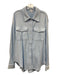 Good American Size 1/2 Light Blue Cotton Terry Cloth Button Down Long Sleeve Top Light Blue / 1/2