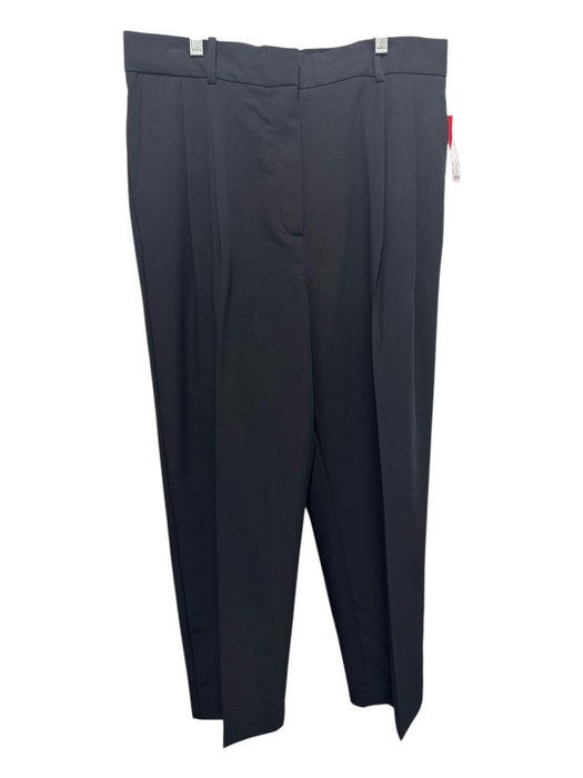 MNG Size 10 Black Polyester Blend Front Pleat High Waist Straight Wide Cut Pants Black / 10