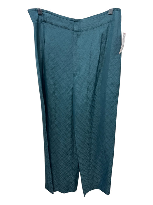 Equipment Size 10 Teal Viscose Crosshatching Wide Leg Open Front Pant Set Teal / 10