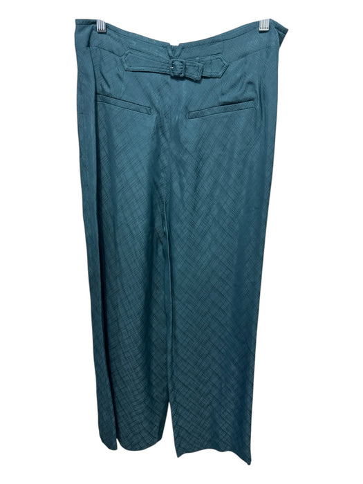 Equipment Size 10 Teal Viscose Crosshatching Wide Leg Open Front Pant Set Teal / 10