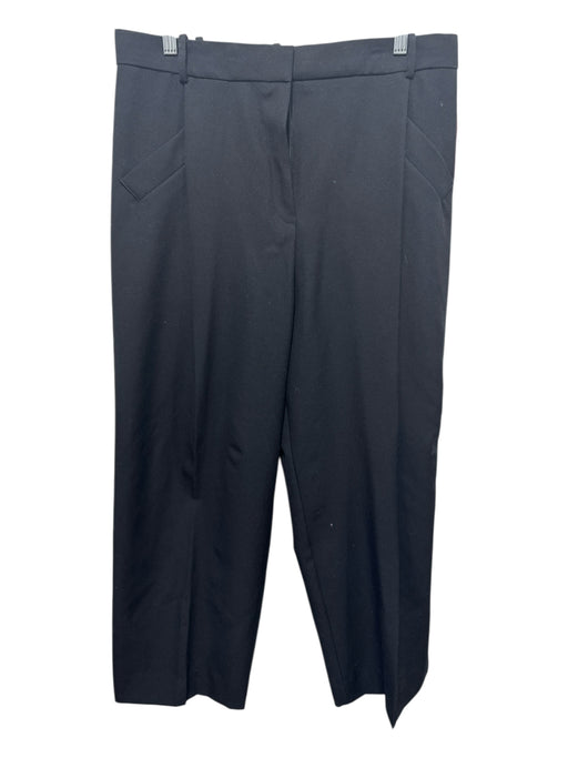 MNG Size 12 Black Polyester & Wool Pleated Front Hook Closure Pockets Pants Black / 12
