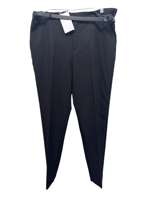 MNG Size 10 Black Polyester Blend Hook Closure Belted Slim Pants Black / 10