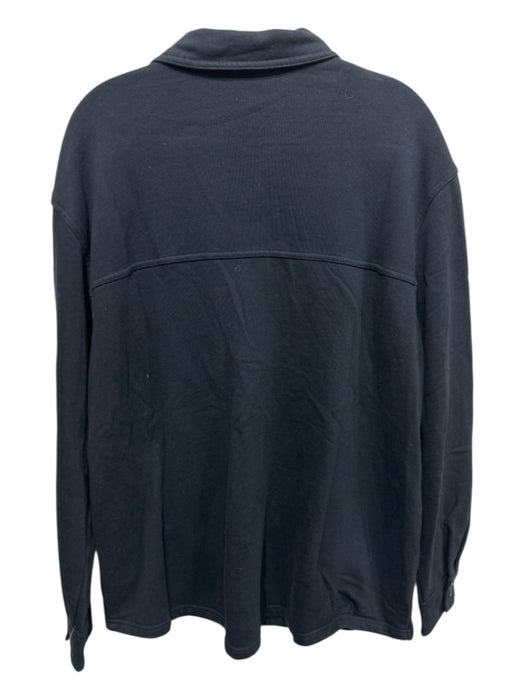 Good American Size 3/4 Black Cotton Long Sleeve Button Front Collar Shacket Top Black / 3/4