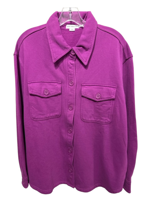 Good American Size 3/4 Magenta Pink Cotton Long Sleeve Button Front Collar Top Magenta Pink / 3/4