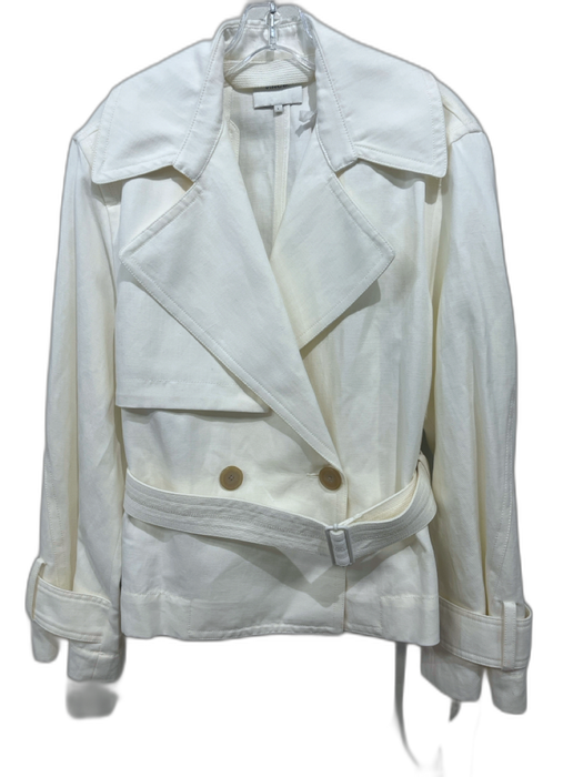 Vince Size L White Linen & Cotton Long Sleeve Blazer Blazer Jacket White / L