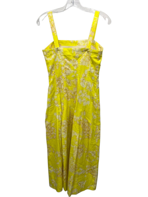 Marie Oliver Size 0 Yellow Linen Blend Abstract Floral Sleeveless Paneled Dress Yellow / 0