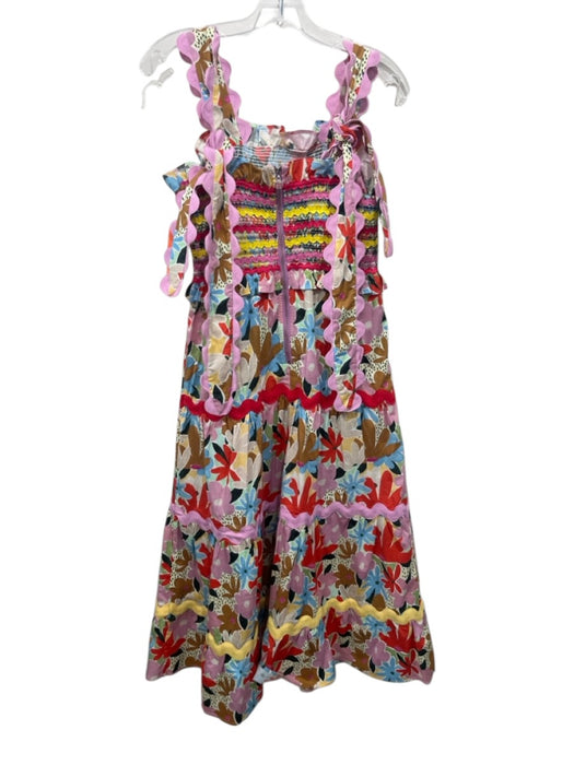 Celia B Size S Multi Cotton Blend Abstract Floral Sleeveless Smocked Dress Multi / S