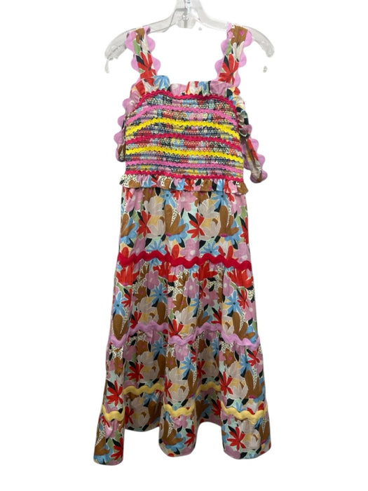 Celia B Size S Multi Cotton Blend Abstract Floral Sleeveless Smocked Dress Multi / S