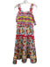 Celia B Size S Multi Cotton Blend Abstract Floral Sleeveless Smocked Dress Multi / S