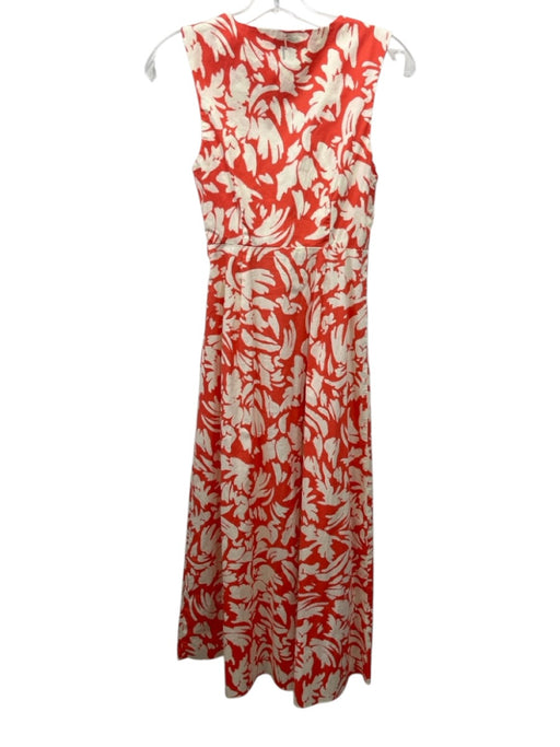 Misa Size XS Orange & cream Cotton Abstract Print Sleeveless Button Front Dress Orange & cream / XS