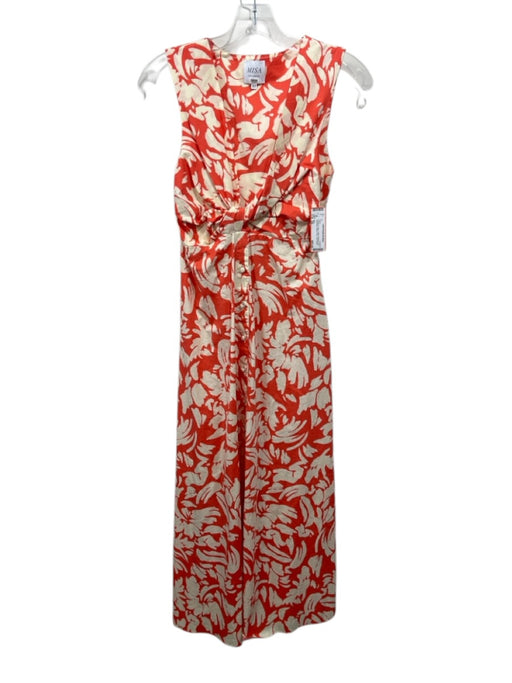 Misa Size XS Orange & cream Cotton Abstract Print Sleeveless Button Front Dress Orange & cream / XS