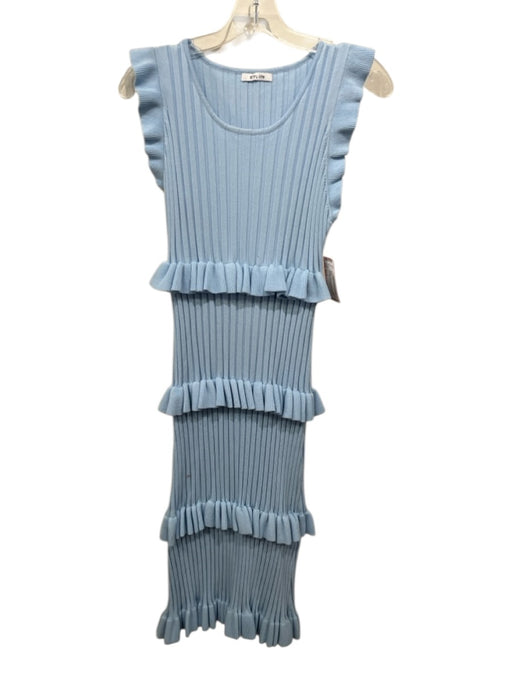 BTFL-life Size Est S Light Blue Missing Fabric Tag Ribbed Knit Sleeveless Dress Light Blue / Est S