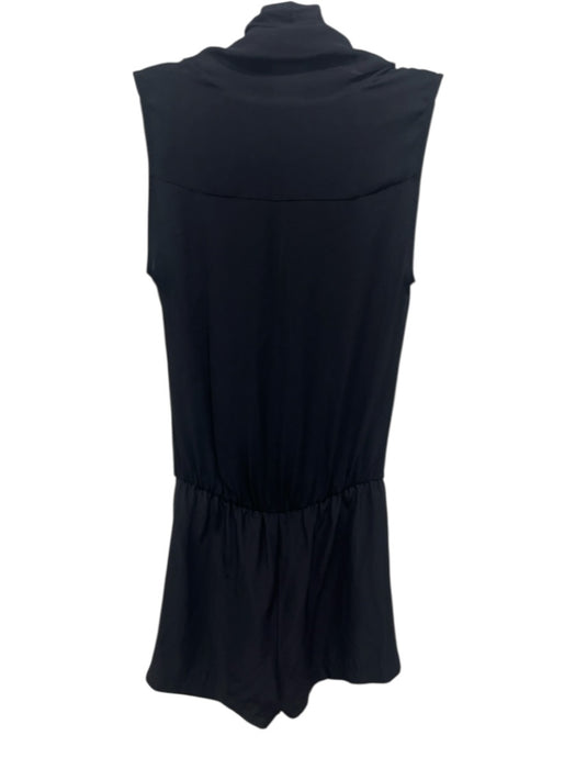 Parker Size XS Black Silk Sleeveless Shawl Collar Wrap Front Mini Romper Black / XS