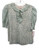 Rebecca Taylor Size 0 White & Green Cotton & Silk Metallic Thread Top White & Green / 0