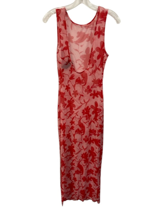 Hutch Size S Pink & Red Polyester Blend Mesh Sleeveless Floral Low Back Dress Pink & Red / S