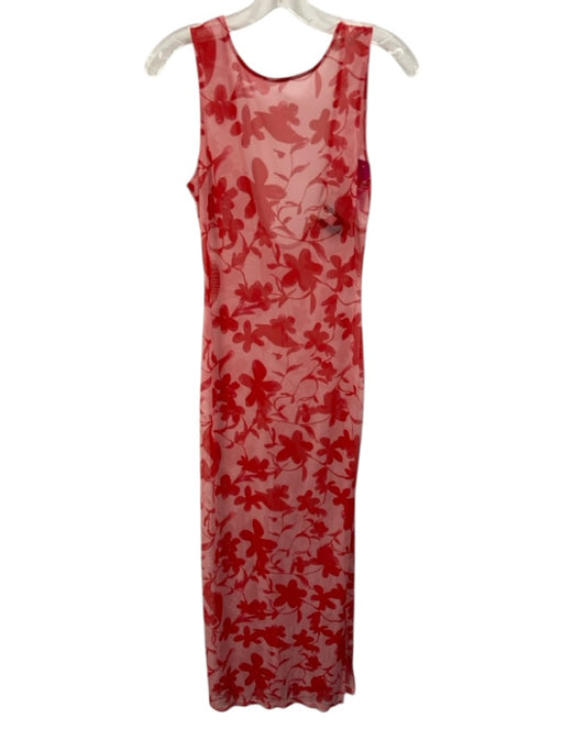 Hutch Size S Pink & Red Polyester Blend Mesh Sleeveless Floral Low Back Dress Pink & Red / S