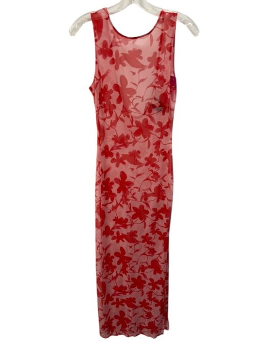 Hutch Size S Pink & Red Polyester Blend Mesh Sleeveless Floral Low Back Dress Pink & Red / S