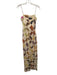 ROMY Size S Cream, Brown & Yellow Viscose Blend Spaghetti Strap Back Zip Dress Cream, Brown & Yellow / S