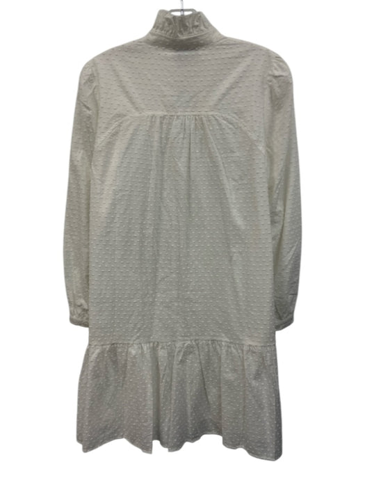 Tuckernuck Size S White Cotton Long Balloon Sleeve Swiss Dot V Neck Dress White / S
