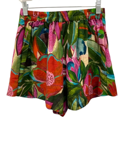 Farm Rio Size XS Green, Purple & Multi Linen Blend Elastic Back Short Set Green, Purple & Multi / XS