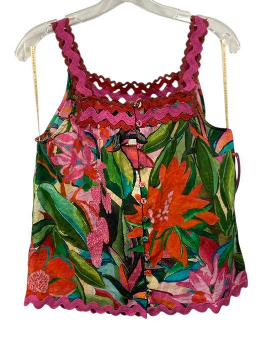 Farm Rio Size XS Green, Purple & Multi Linen Blend Elastic Back Short Set Green, Purple & Multi / XS