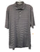 Peter Millar Size M Blue & White Synthetic Striped Polo Athleisure Short Sleeve Blue & White / M