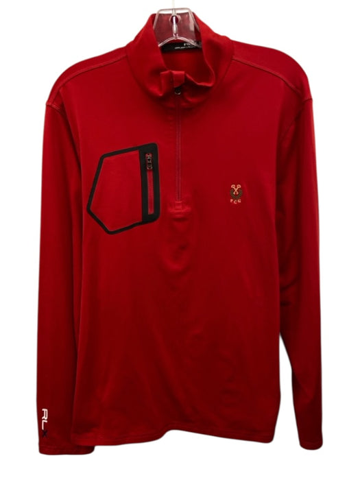 RLX Size L Red Synthetic Solid Quarter Zip Athleisure Men's Long Sleeve Shirt Red / L