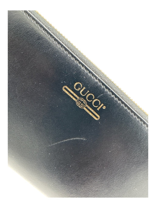 Gucci Black Leather Gold hardware Zip Around Zip Around Continental Wallets Black