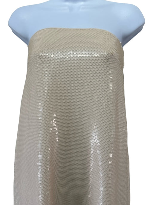Zara Size M Cream Polyester Sequined Back Zip Dress Cream / M