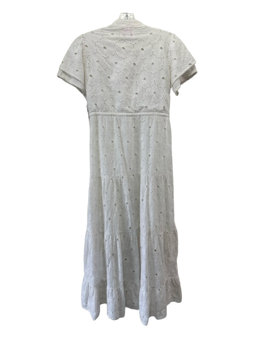 Victoria Dunn Size S White Cotton Crochet Lace Button Front Full Length Dress White / S