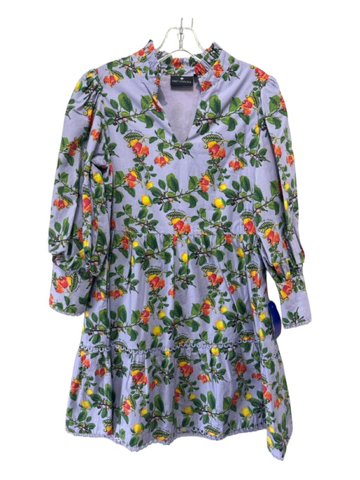 Emily Lovelock Size XS Lavender & Multi Cotton Tropical Print Button Front Dress Lavender & Multi / XS
