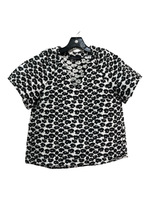 Abbey Glass Size S Black & White Polyester & Rayon All Over Print V Neck Top Black & White / S