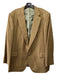 H Stockton Tan & Brown Wool Blend Micro Houndstooth 2 Button Men's Blazer 46