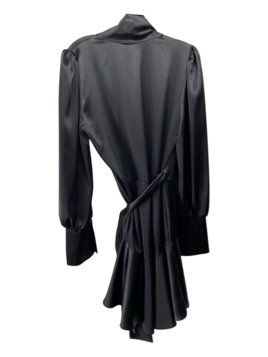 Nonchalant The Label Size M Black Polyester Satin Tie Waist Long Sleeve Dress Black / M