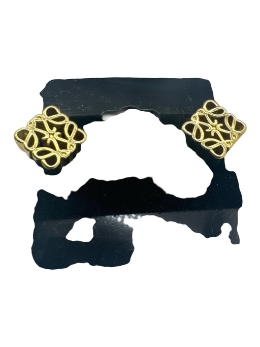 Loewe Gold Gold Plated Logo Post Back Stud Earrings Gold