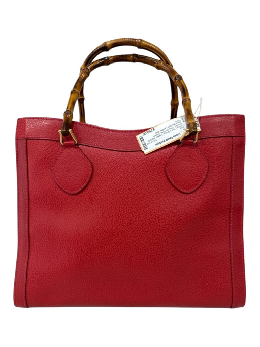 Gucci Red & Brown Leather Bamboo Pebbled Shoulder Strap Square Bag Red & Brown