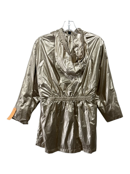 Zara Size 12 Gold Nylon Long Sleeve Shine Zip Up hood Jacket Gold / 12