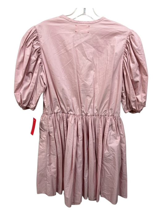 XiRENA Size S Light Pink Cotton Half Button Drawstring Puff Half Sleeve Dress Light Pink / S