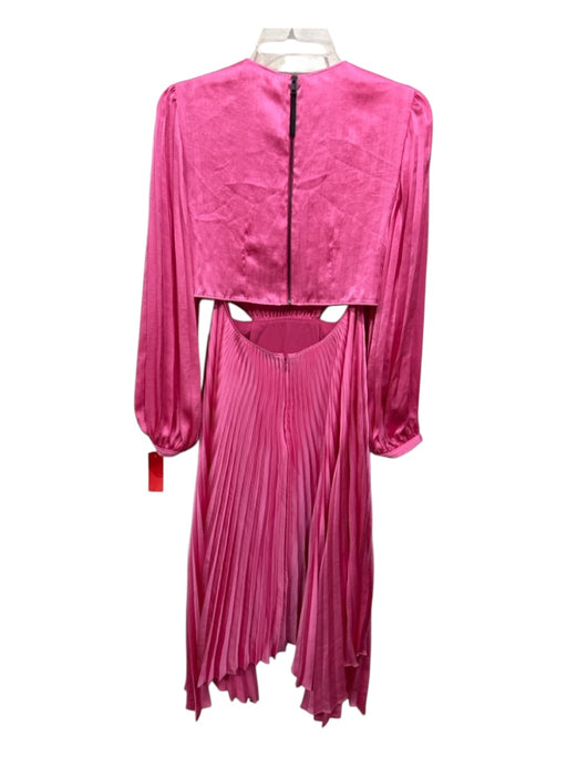 A.L.C. Size 8 Bright Pink Polyester Accordion Pleats Cut Out Open Back Dress Bright Pink / 8