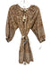 Cleobella Size S Brown & White Cotton Keyhole Front Printed Mini Tie Waist Dress Brown & White / S
