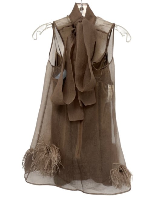 Staud Size XS Taupe Polyester Slip Included Feather Embellished Sleeveless Dress Taupe / XS