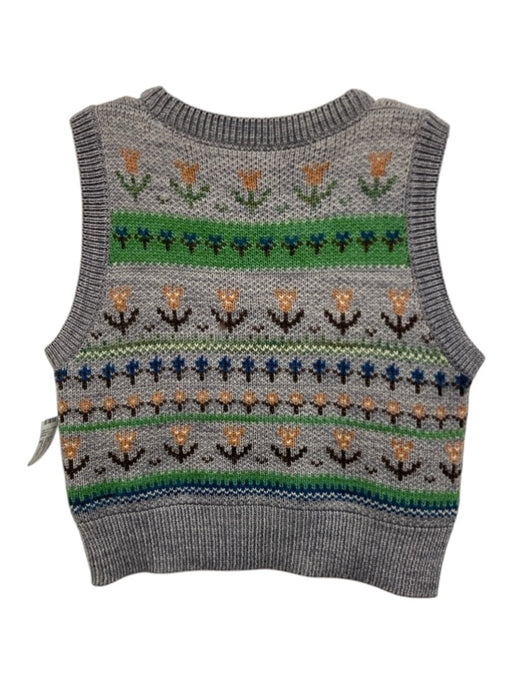 Loeffler Randall Size S Grey & Multi Wool Floral Knit Vest Grey & Multi / S
